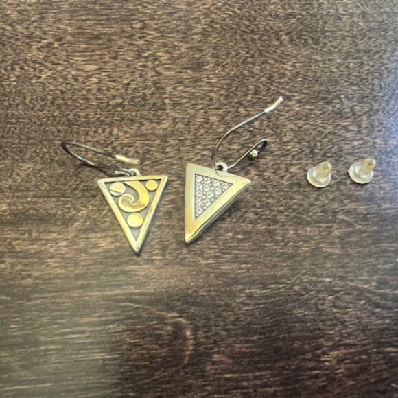 Brighton “Contempo Ice” Reversible Triangle Earrings – Silver + Crystal - Picture 2 of 11